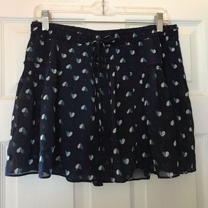 American Eagle Blue Heart Print Mini Skirt
